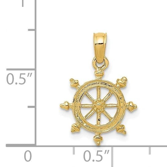 Gold Ships Wheel, Solid 14K Gold