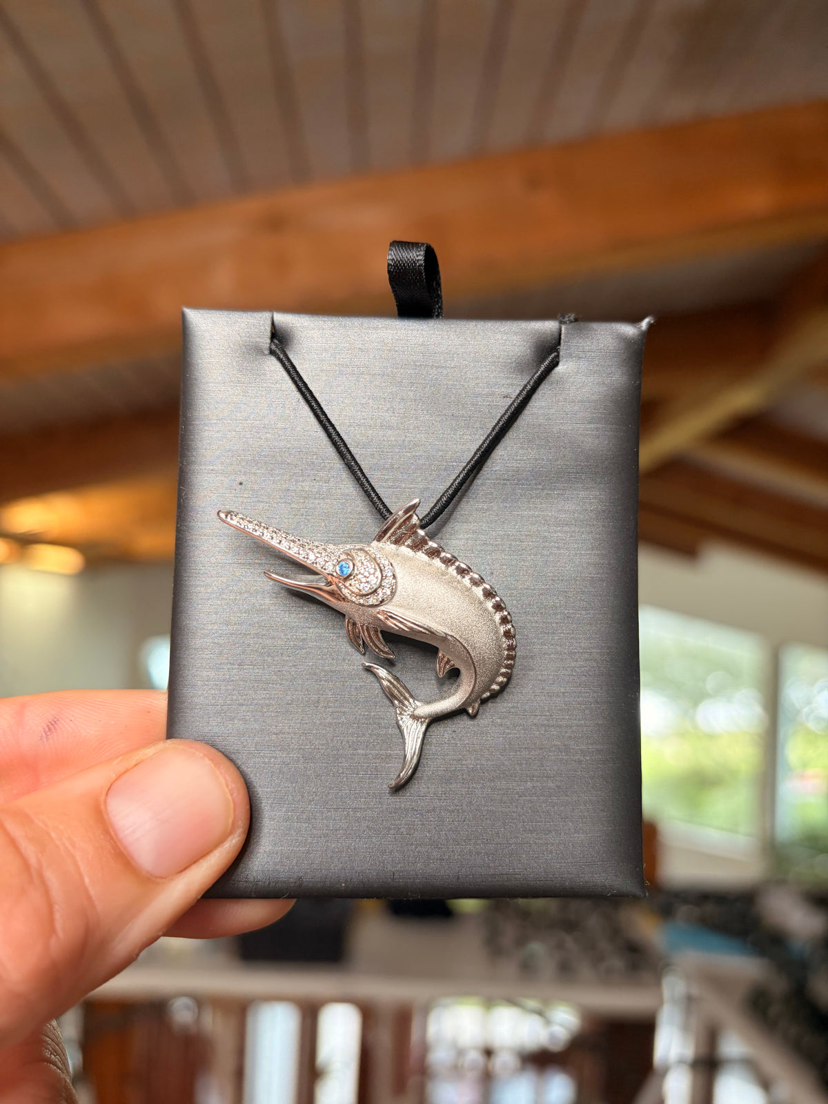 Marlin Pendant (Pave'), .925 Sterling Silver