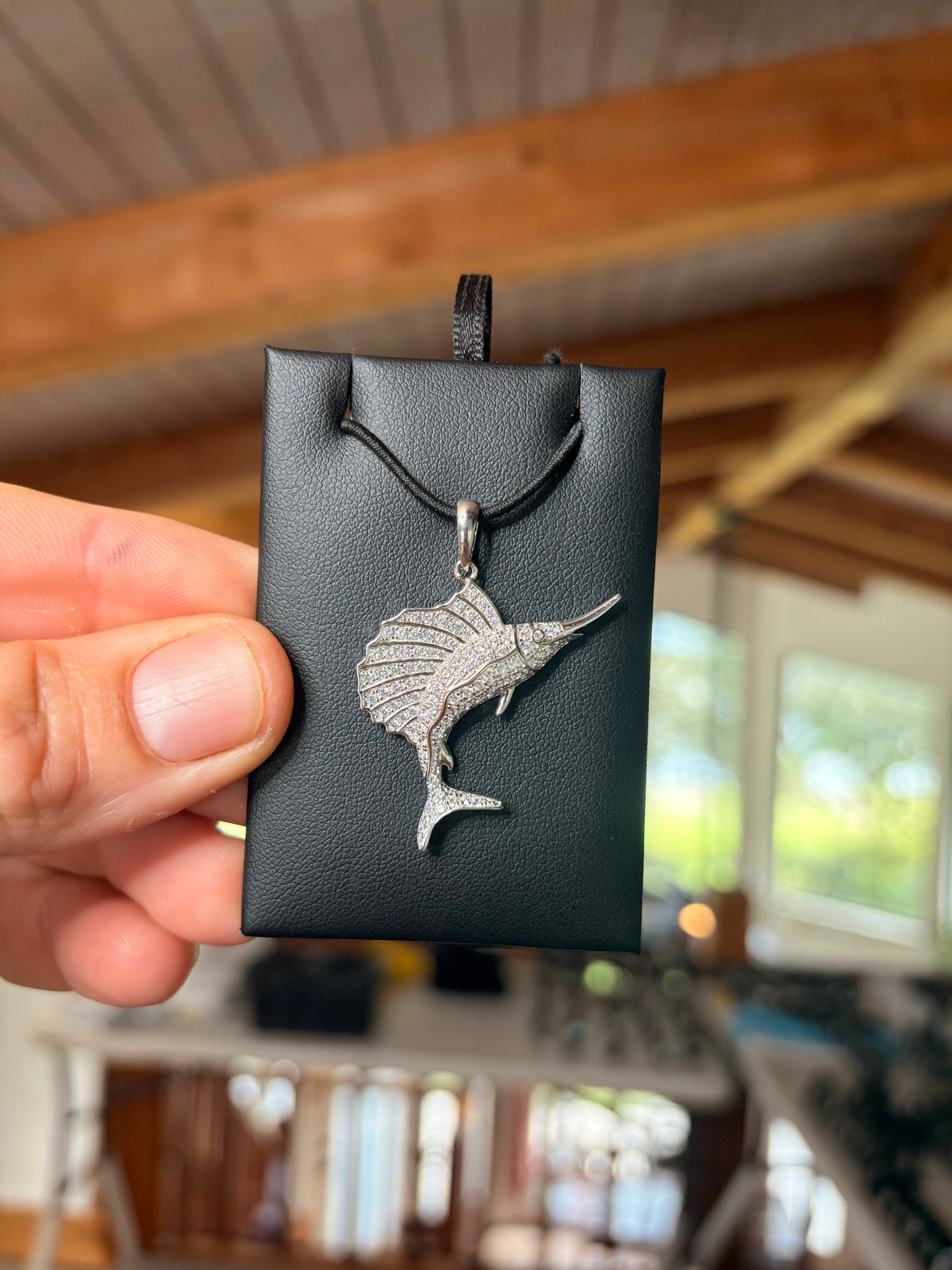 Sailfish Pendant (Pave'), .925 Sterling Silver