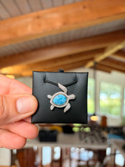 Sea Turtle Pendant Sideways (Larimar) view 1