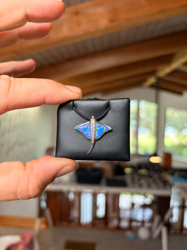 Manta Ray Pendant (Opal), .925 sterling silver