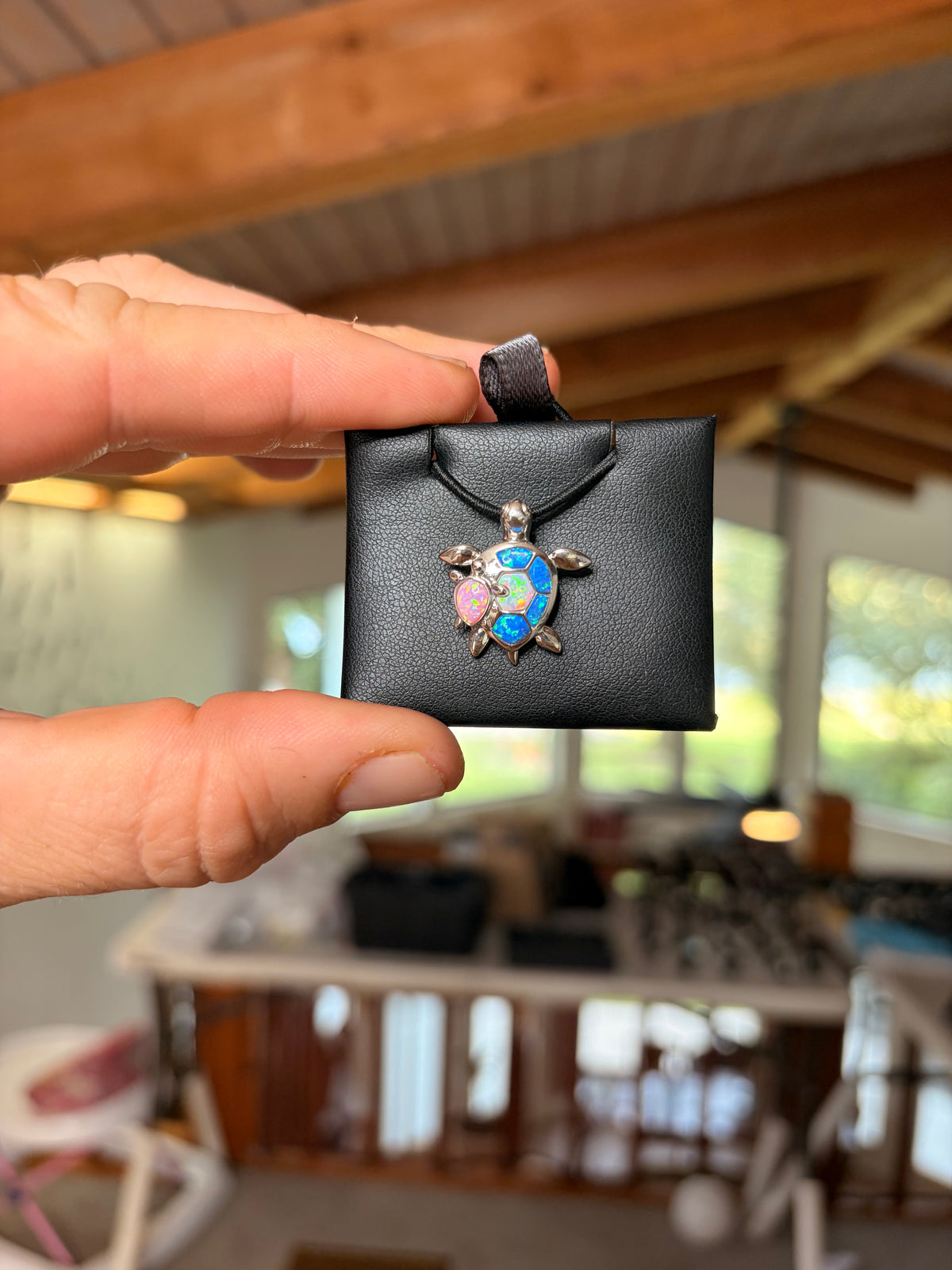 Turtle Family Pendant (Opal), 