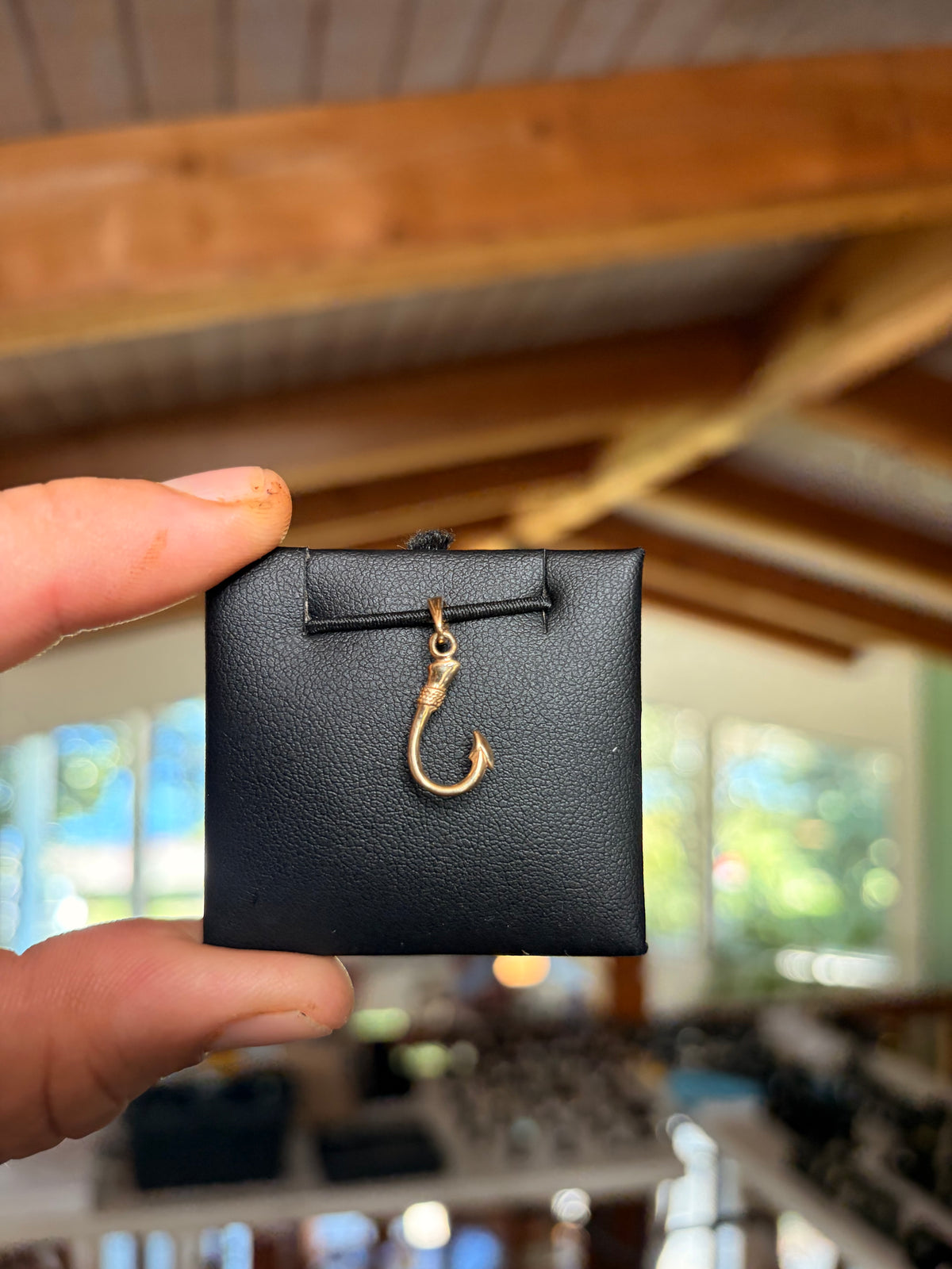 Hook Pendant (J-Hook) (Dainty) (14K), Solid 14K Gold