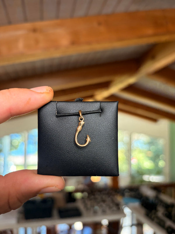 Hook Pendant (J-Hook) (Dainty) (14K), 14K solid gold