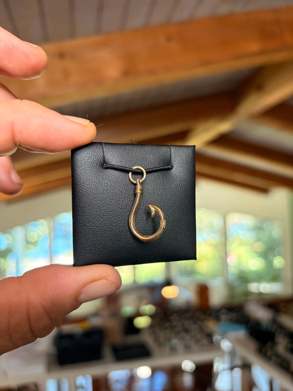 Hook Pendant (Circle Hook) 14K, Solid 14K Gold