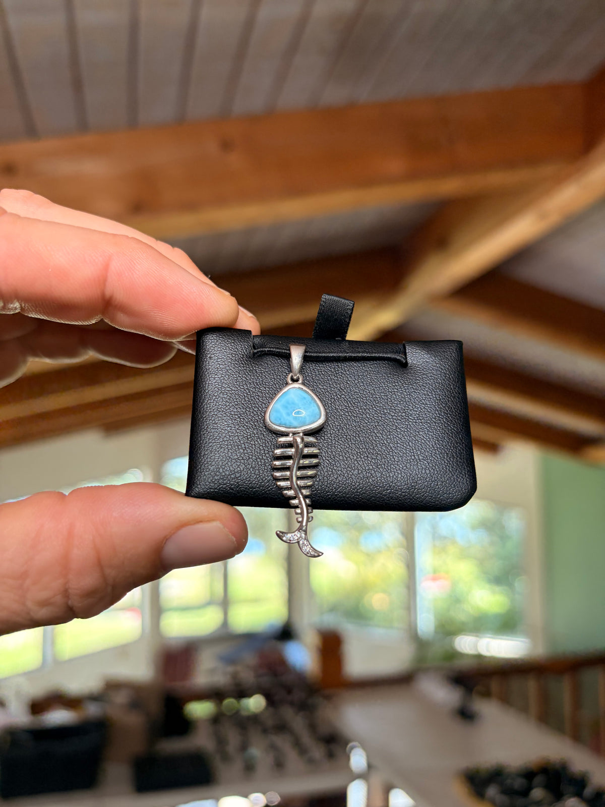 Fish Skeleton Pendant (Larimar), 