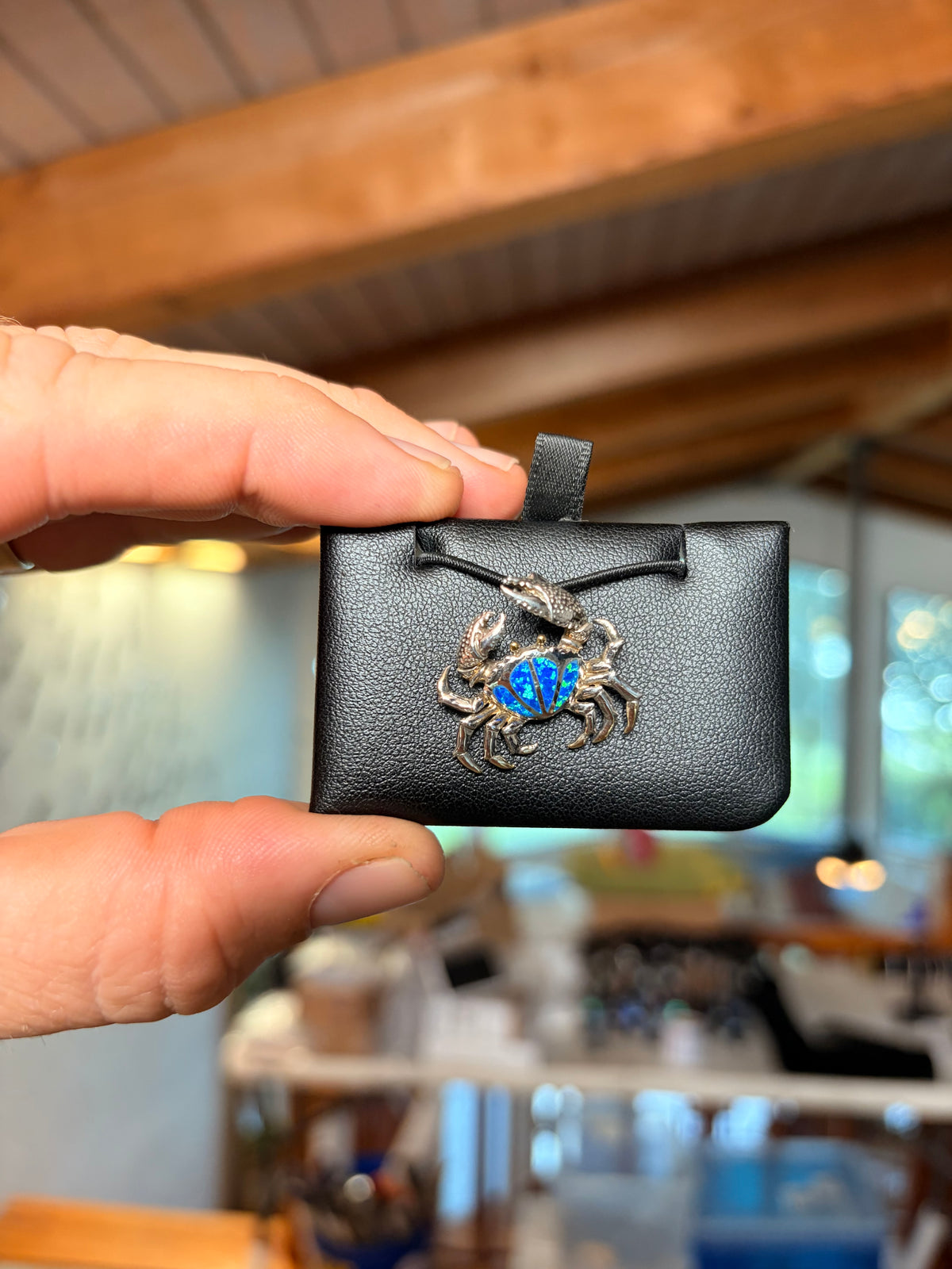 Crab Pendant (Blue Opal), 