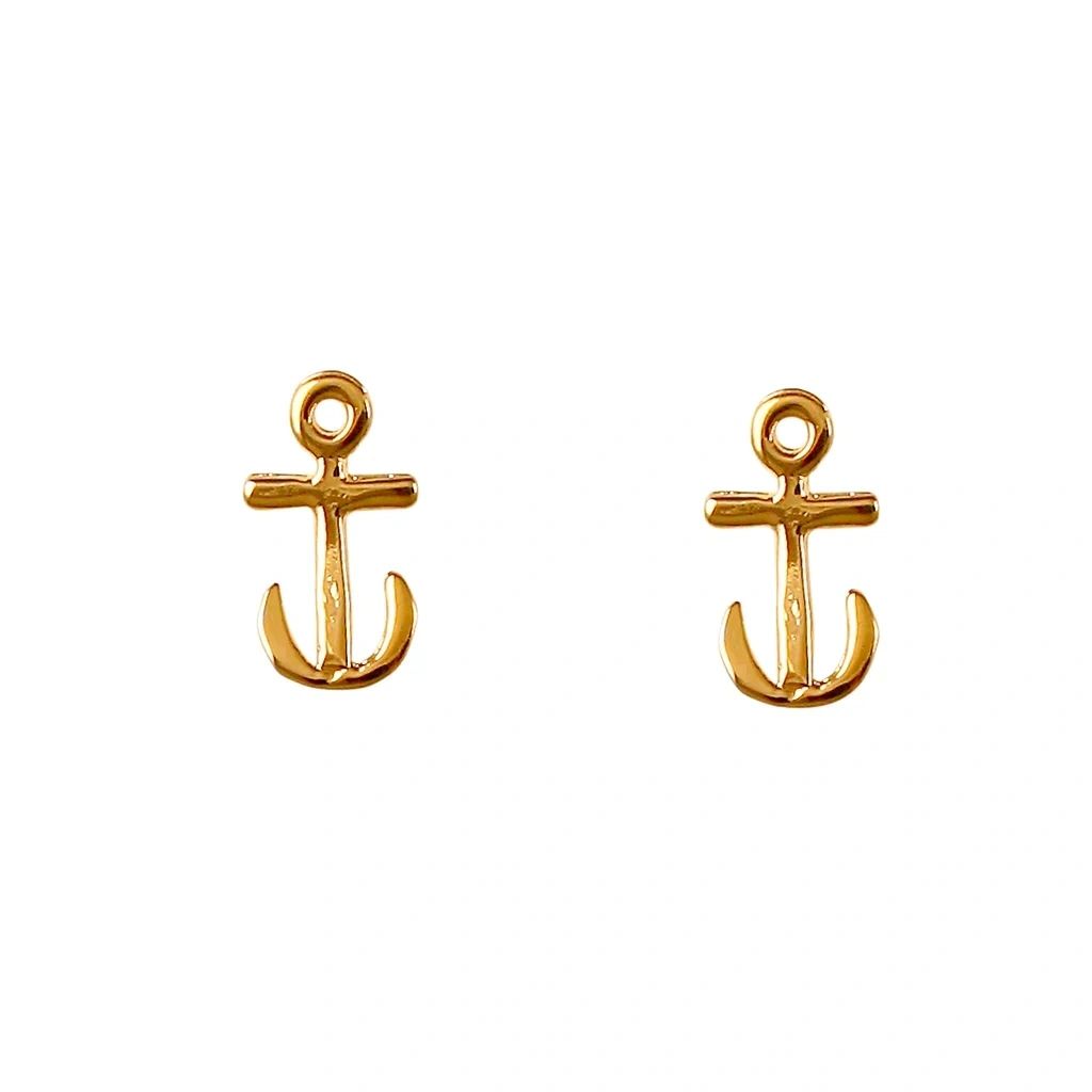 Anchor Studs small, Solid 14K Gold