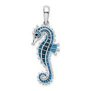 Blue Enamel Seahorse Pendant view 1