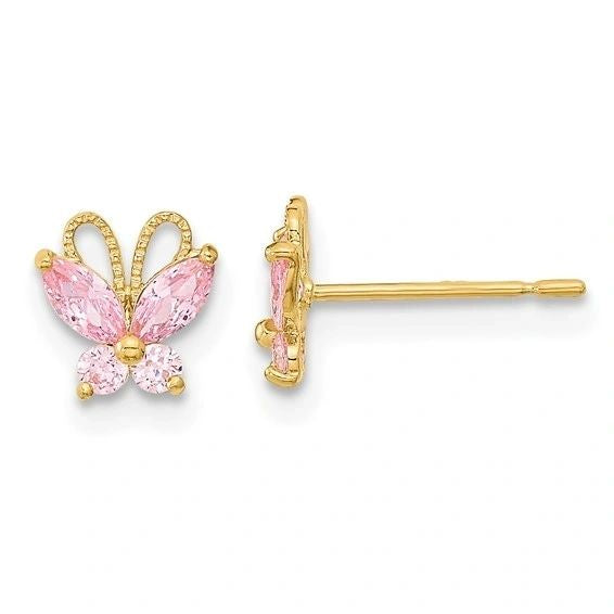 Butterfly Studs, Solid 14K Gold