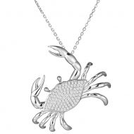 Crab Pendant w/white topaz, .925 Sterling Silver