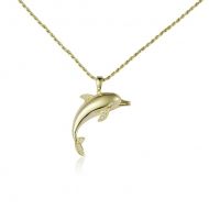 Dolphin Pendant (dainty) 14k, Solid 14K Gold