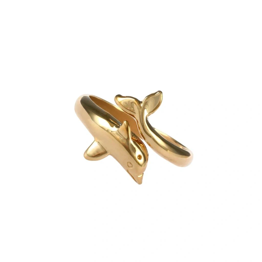 Dolphin Wrap Ring, Solid 14K Gold
