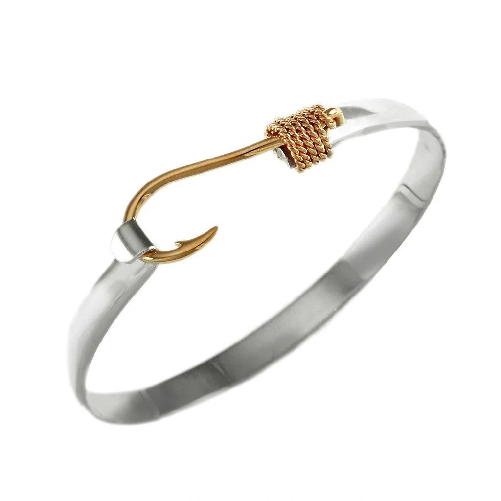 Fish Hook Bracelet, Two-Tone 14K Gold / Sterling