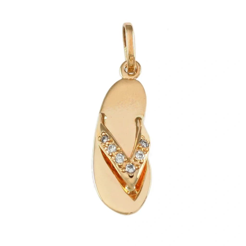 Flip Flop Sandal with Diamonds, Solid 14K Gold