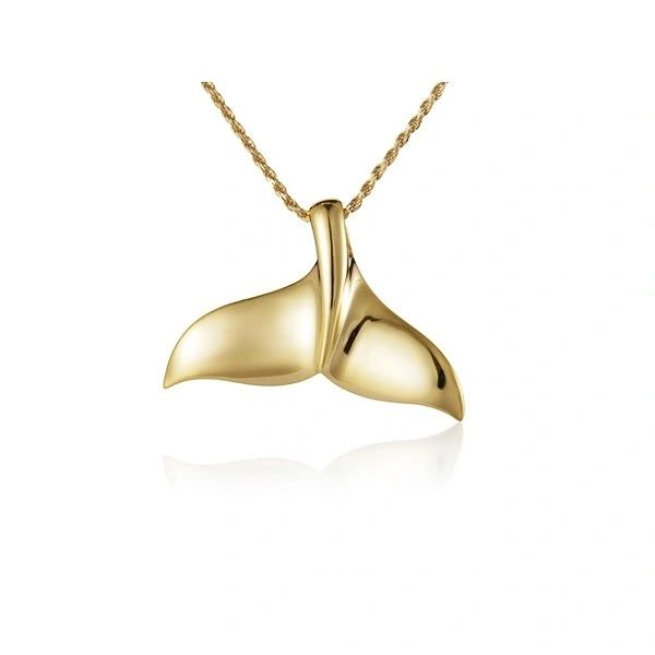 Fluke Pendant (high polish) 14k, Solid 14K Gold