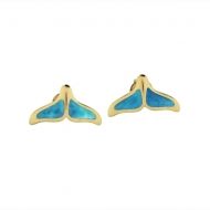 Fluke Post Earrings w/Larimar, .925 Sterling Silver