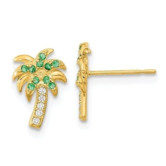 Gold Palm Studs, 14K solid gold