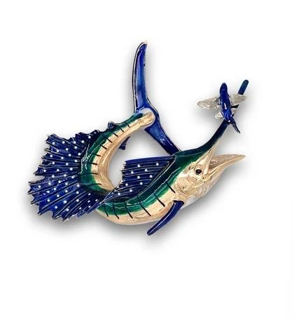Hit and Miss Sailfish Pendant, Solid 14K Gold