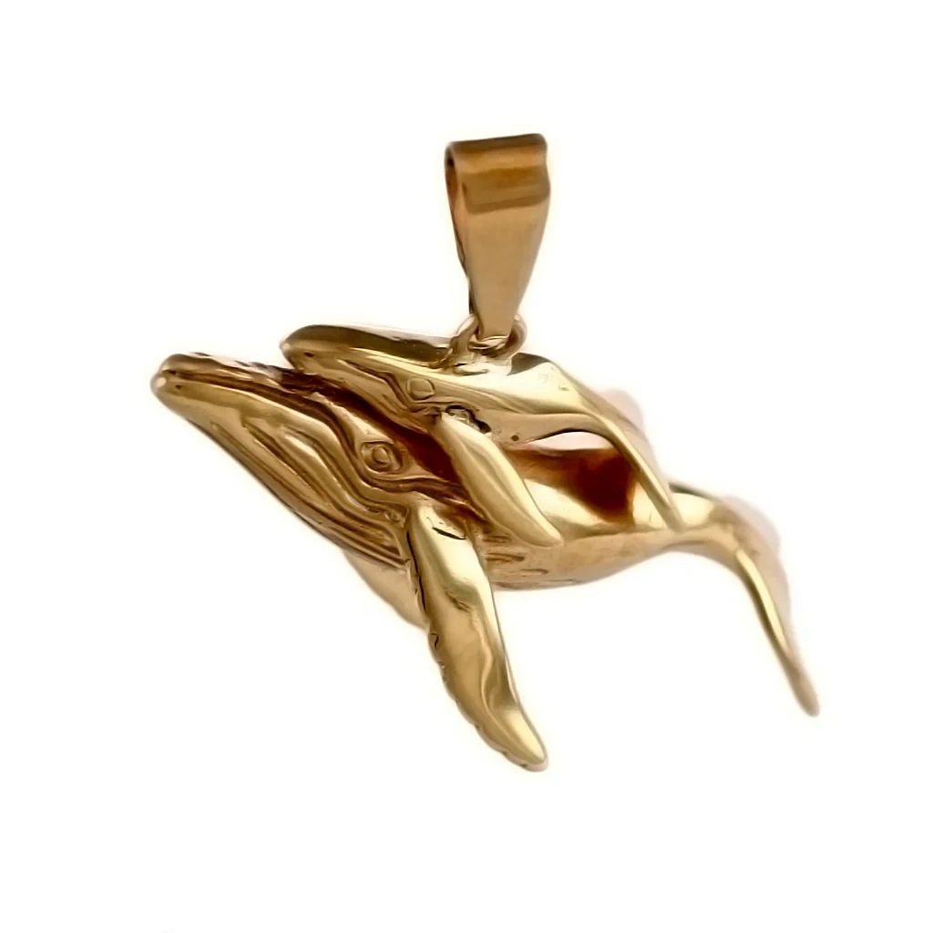 Humpback Mom and Baby, Solid 14K Gold