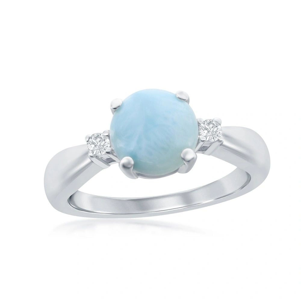 Larimar and CZ ring, 