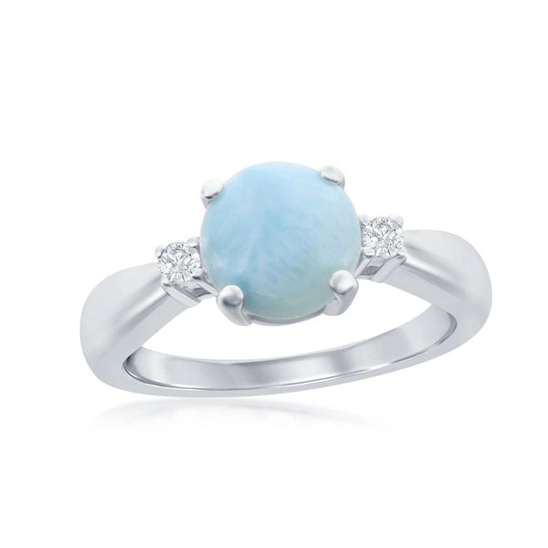 Larimar and CZ ring, .925 sterling silver