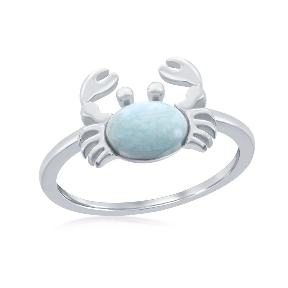 Larimar Crab ring, .925 Sterling Silver