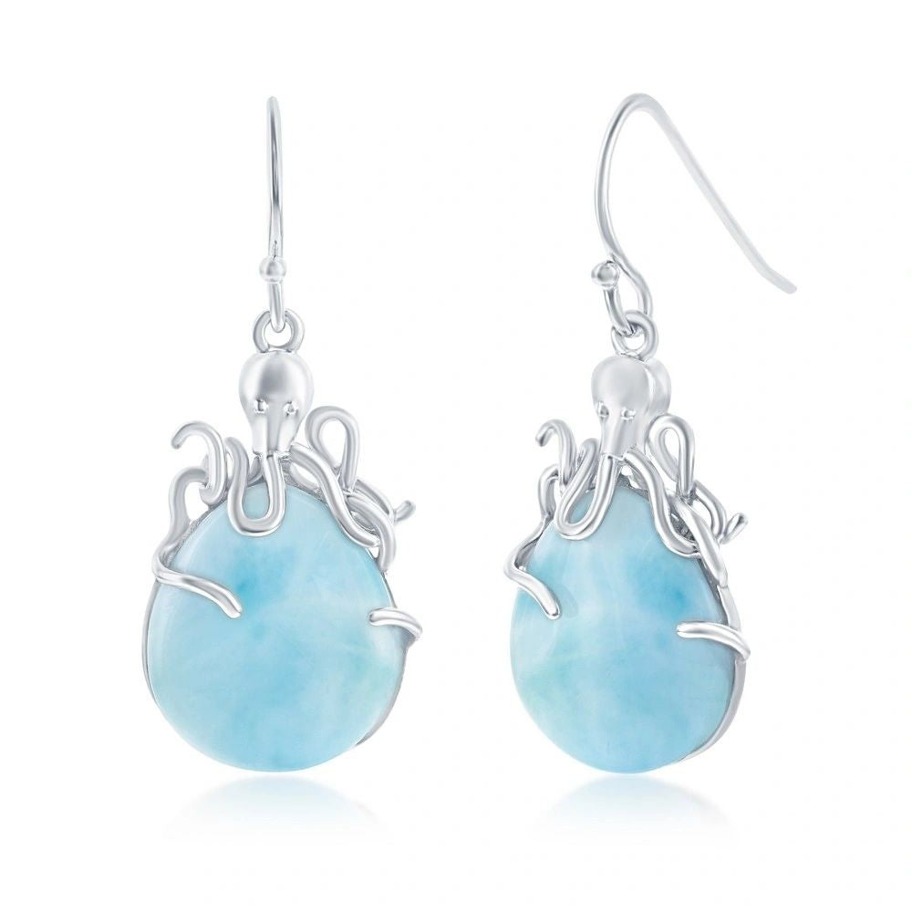 Larimar Octopus earrings, 