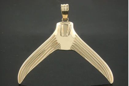 Marlin Tail Pendant, 14K solid gold