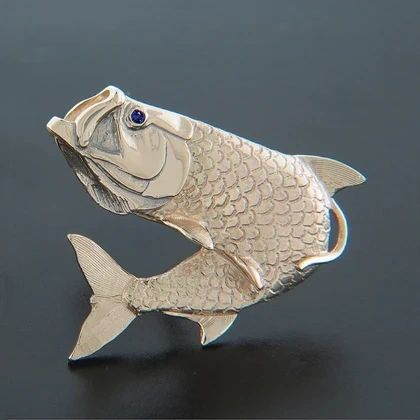 Medium Jumping Tarpon, 14K solid gold
