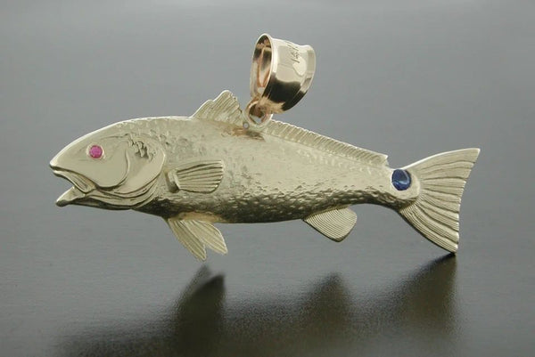 Medium Redfish Pendant, 14K solid gold