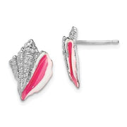 Conch Shell Studs with pink enamel view 1