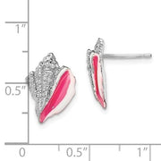 Conch Shell Studs with pink enamel view 2