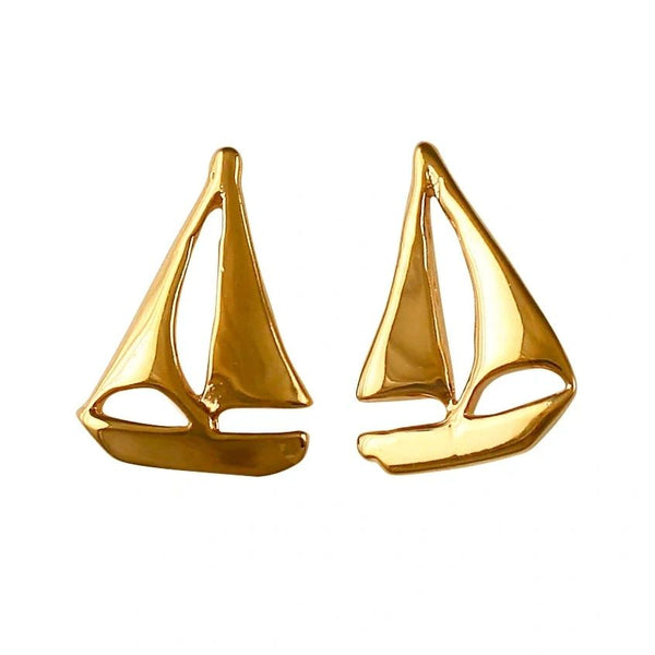 Sailboat Post Earrings 1/2", Solid metal
