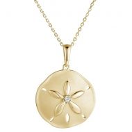 Sand Dollar Pendant w/diamond in the middle, Solid 14K Gold