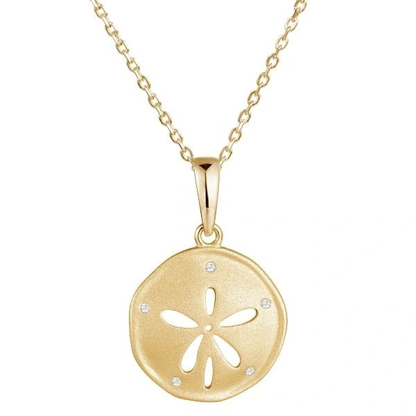 Sand Dollar Pendant w/Diamonds and sand blasted finish, 