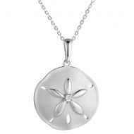 Sand Dollar Pendant w/sand blasted finish, .925 Sterling Silver