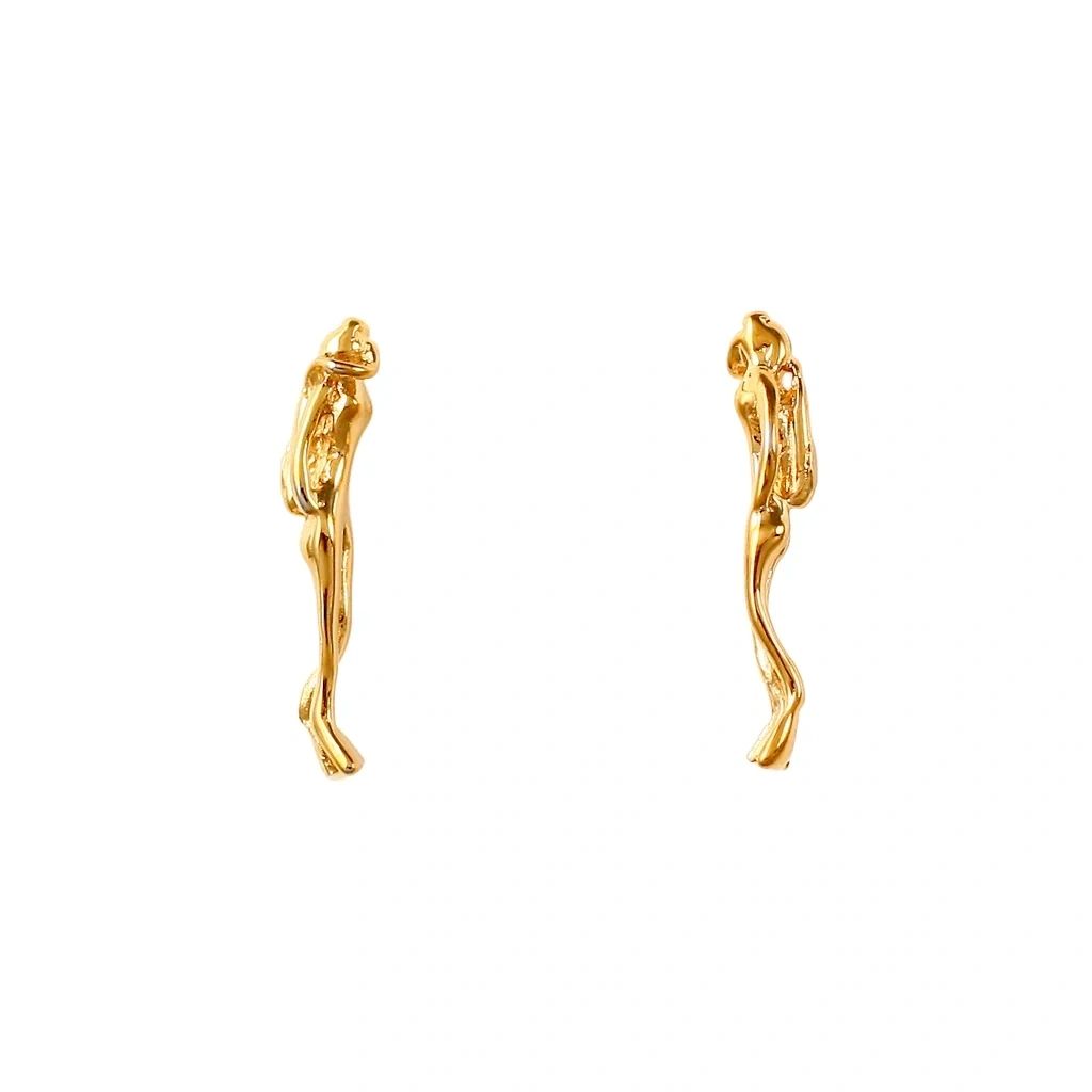 Scuba Post Earrings, Solid 14K Gold