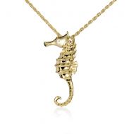 Seahorse Pendant Textured, Solid 14K Gold
