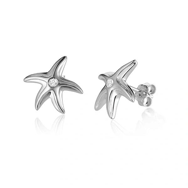 Starfish Post Earrings w/CZ in middle, 