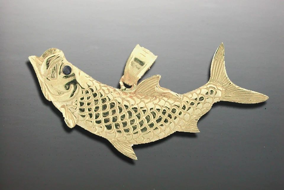 Tarpon Pendant, Solid 14K Gold
