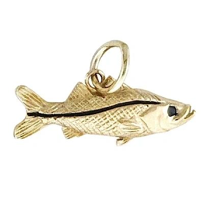 Tiny Snook Pendant/Charm, Solid 14K Gold