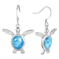 Turtle Larimara Dangles (high fins), .925 sterling silver