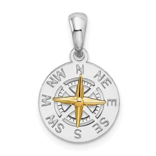 Compass Pendant (Small) (Two Tone), Two-Tone 14K Gold / Sterling