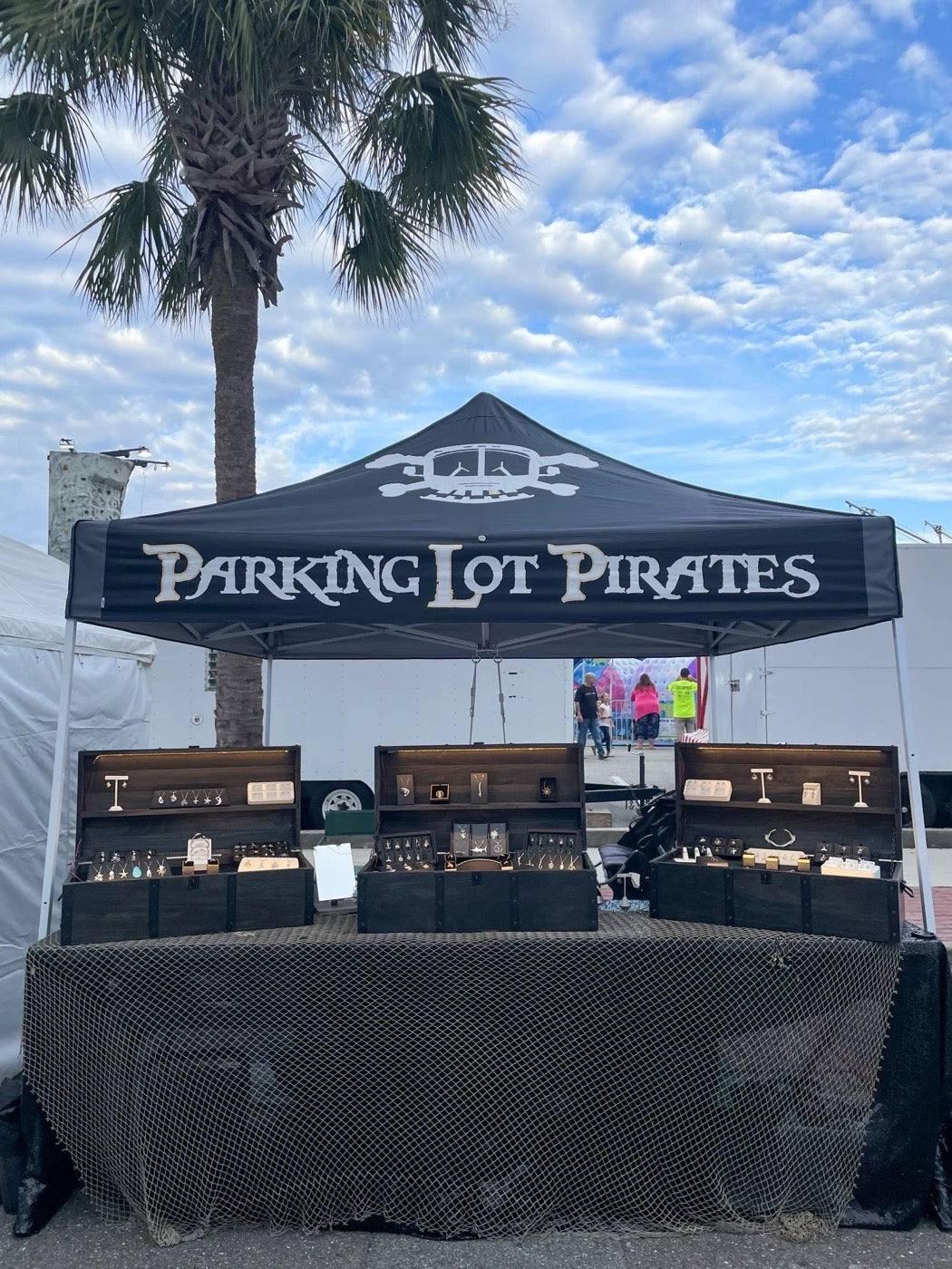 The tent, set up and open